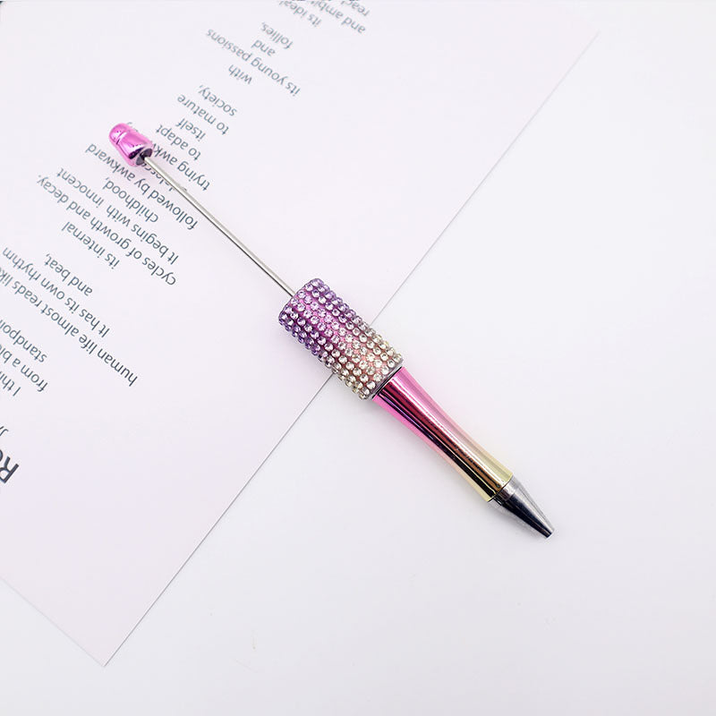 Wholesale Beadable Pens  AB Color Diamond Gradient UV Plating Pen Colorful Rhinestone Beaded Pen