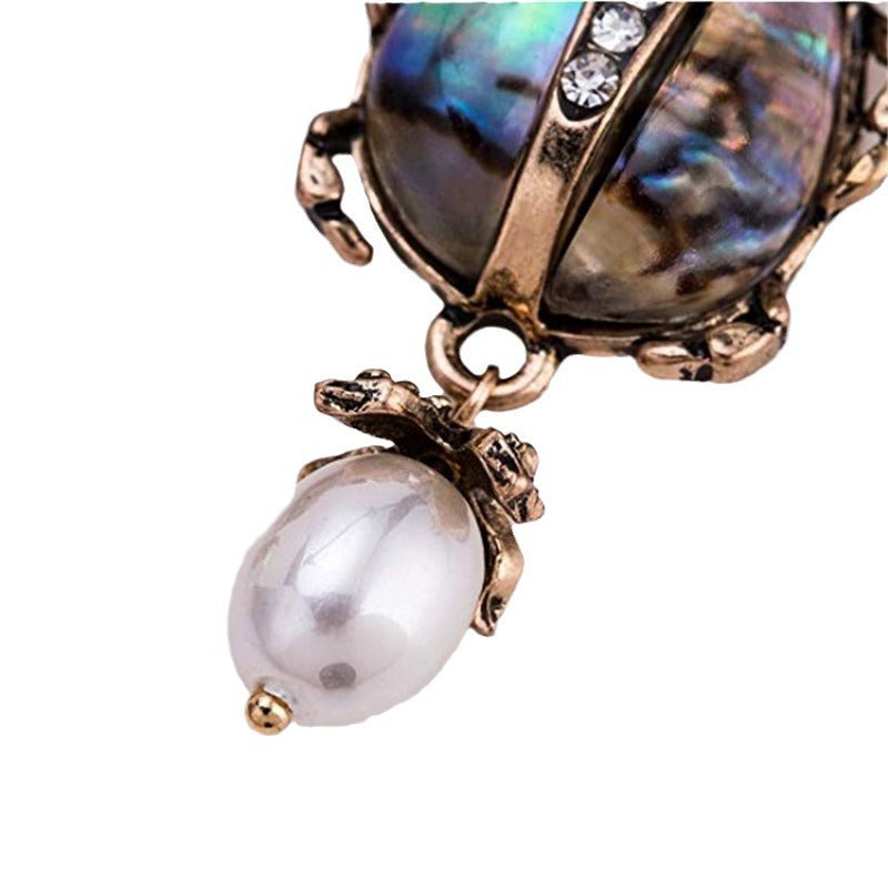 Wholesale Bohemian Beetle Stud Earrings Pearl Shell Ladybug Design Trendy Jewelry Accessory For Boutique Resale