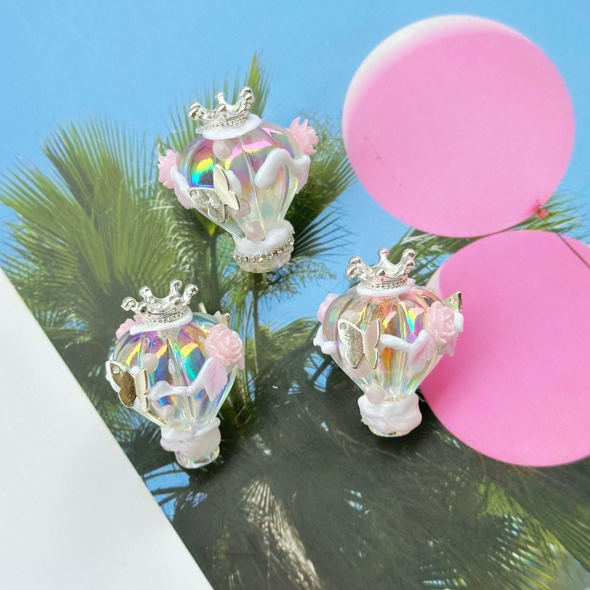 Wholesale 5pcs 3mm High Transparency Hand-painted Hot Air Balloon Beads