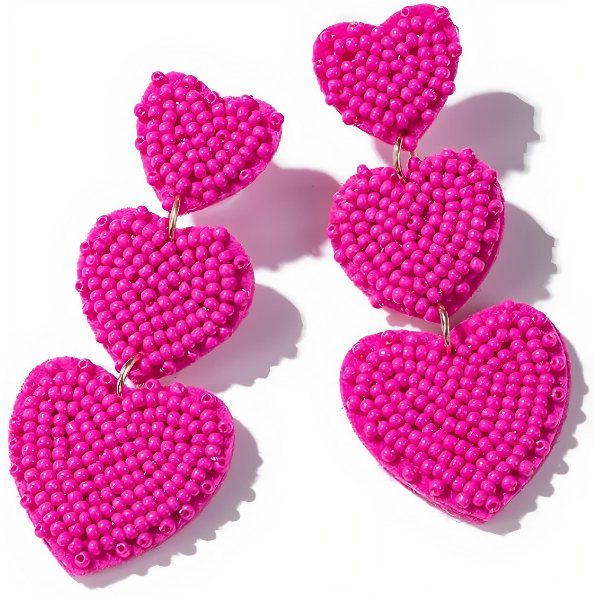 Wholesale Wholesale Hand-sewn Bohemian Heart Earrings
