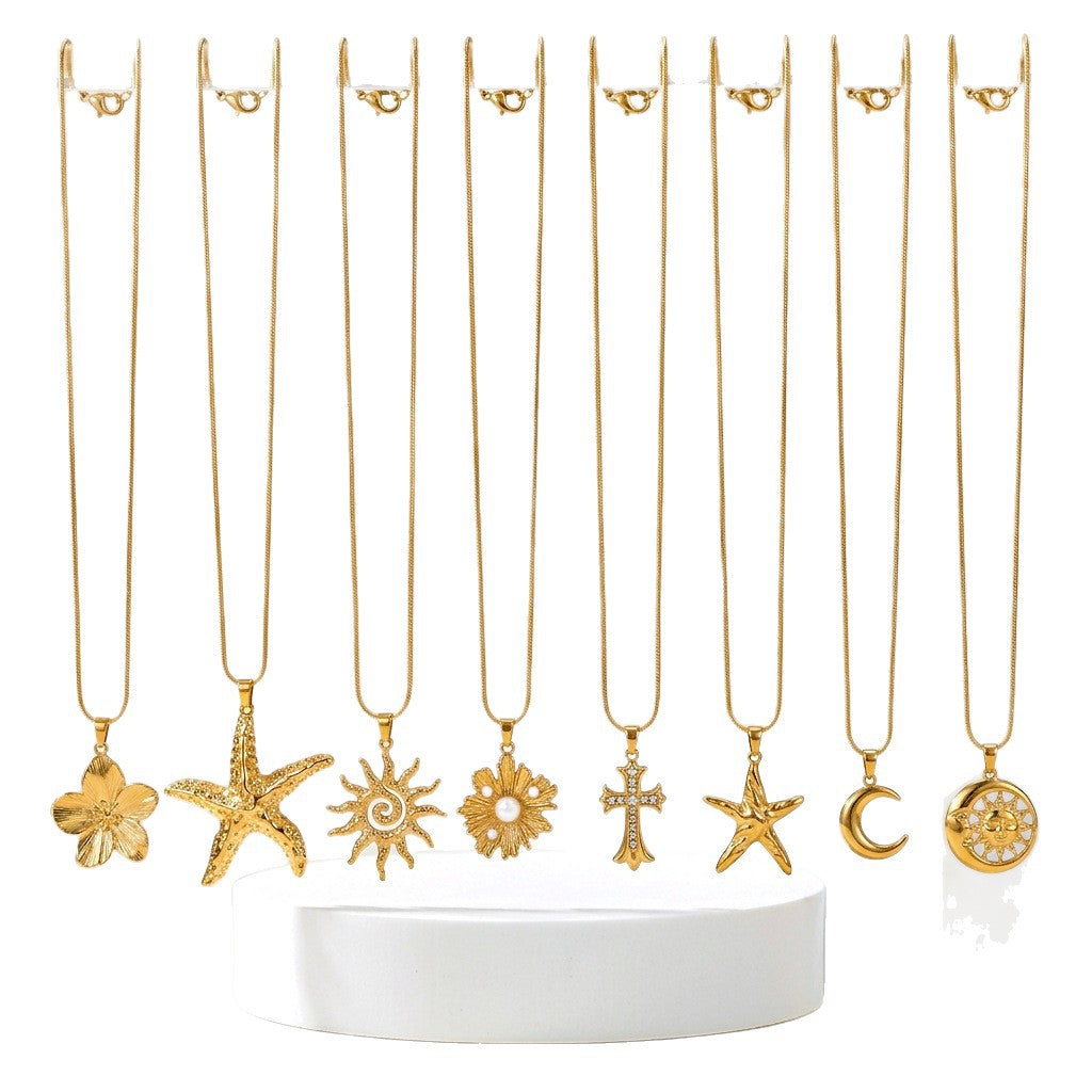 Wholesale Sun Starfish and Other Pendants Titanium Steel Necklace