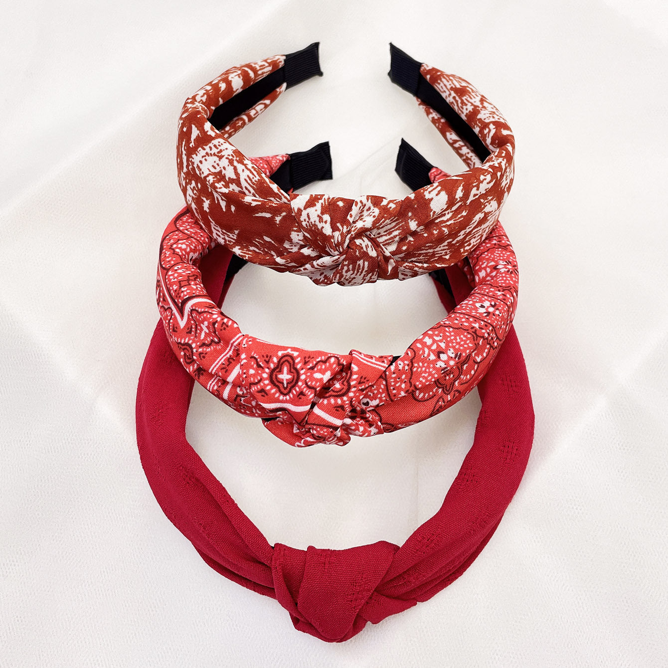 Wholesale Fabric flower cross knot wide edge headband