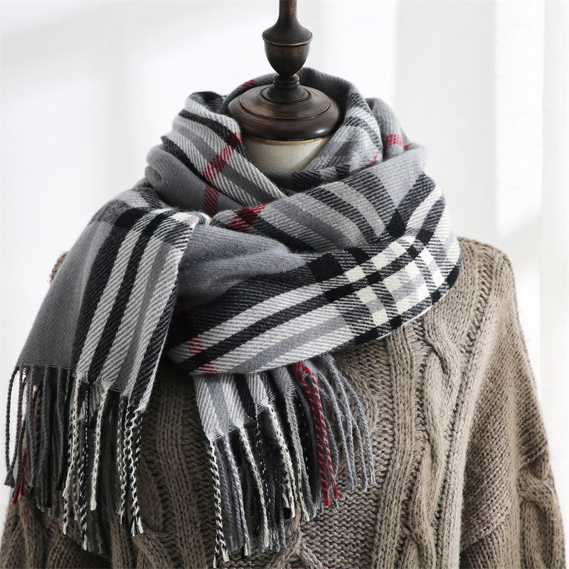 Wholesale Autumn and Winter Warm Imitation Cashmere Mid-length Plaid Scarf