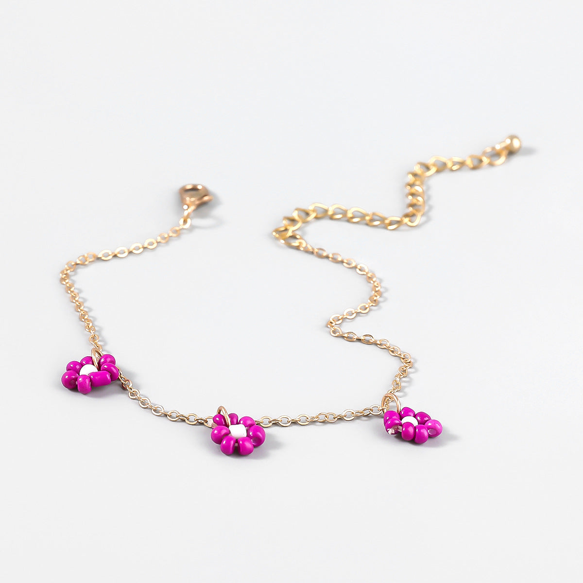 Wholesale Rice Beads Weaving Simple Flower Alloy Bracelet