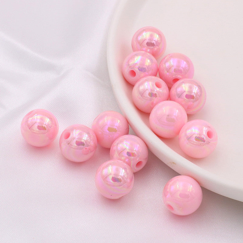 Wholesale 20pcs DIY Jewelry Accessories 14mm Acrylic AB Color Straight Hole Round Beads