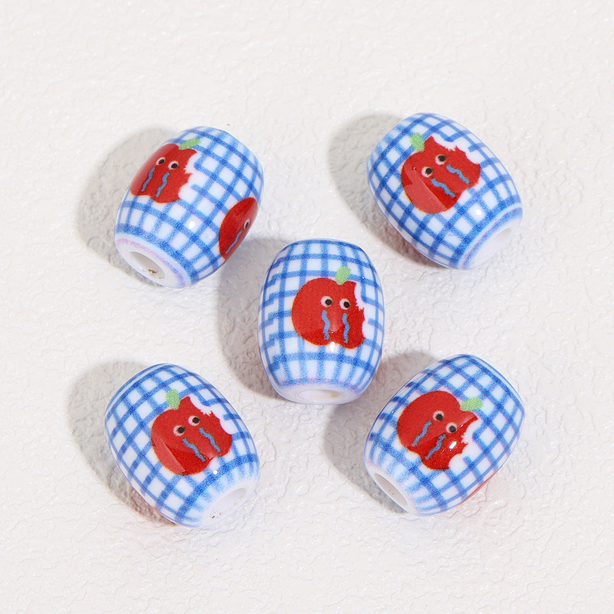 Wholesale 10pcs color printed apple oval acrylic beads