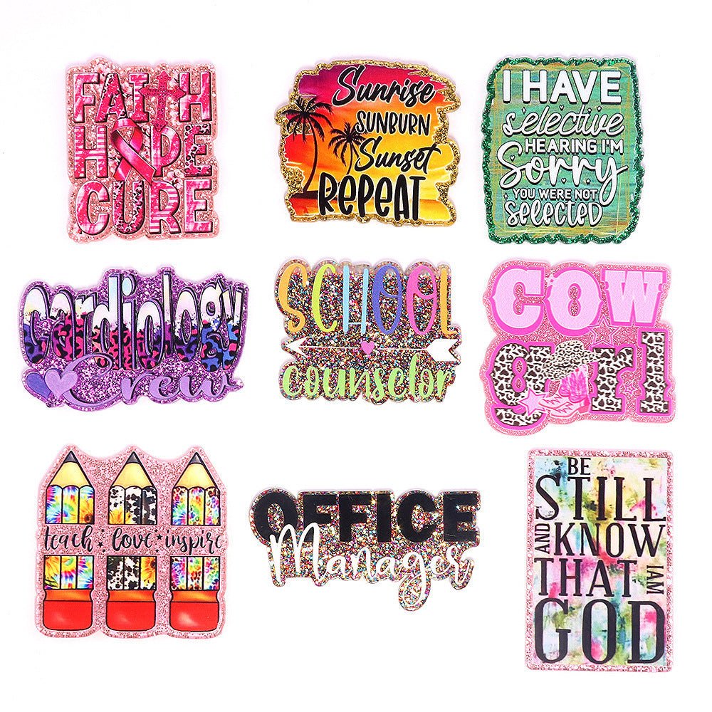 Wholesale 10pcs Cartoon Glitter Letters Love Jewelry Accessories DIY Patch FlatBack