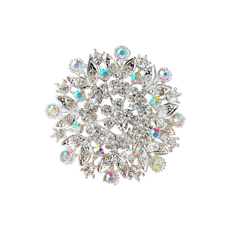 Wholesale Trendy Gold Electroplated Alloy Rhinestone Flower Brooch For Women DIY Clothing Pin