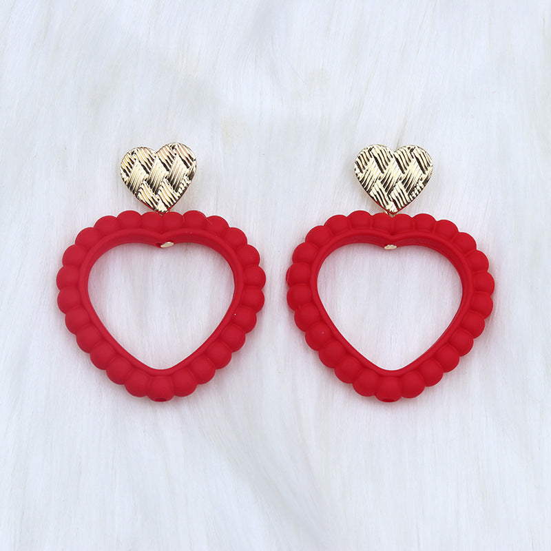 Wholesale Valentine's Day Heart Hollow Acrylic Earrings