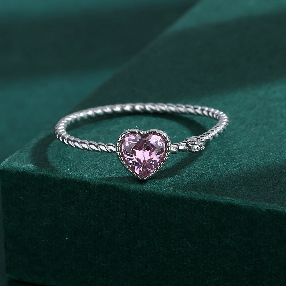 Wholesale Twisted Rope Twist Pink Love Sterling Silver Ring