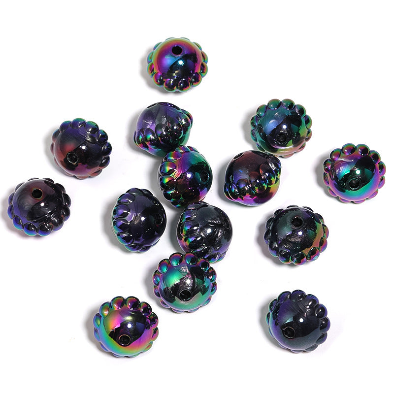 Wholesale 50pcs UV Plating Mysterious Planet Acrylic Saturn Diy Loose Beads