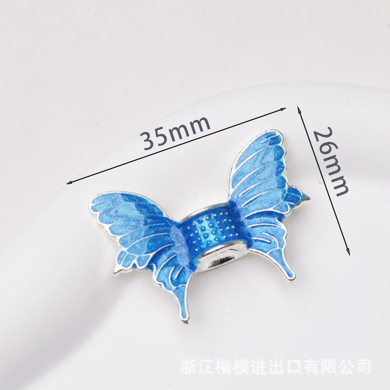 Wholesale 50PCS DIY Metal Electroplated Colorful Wings Butterfly Vertical Hole Loose Beads