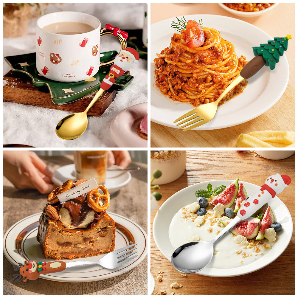 Wholesale Christmas Tableware Dessert Spoon Fork Cartoon  Spoon