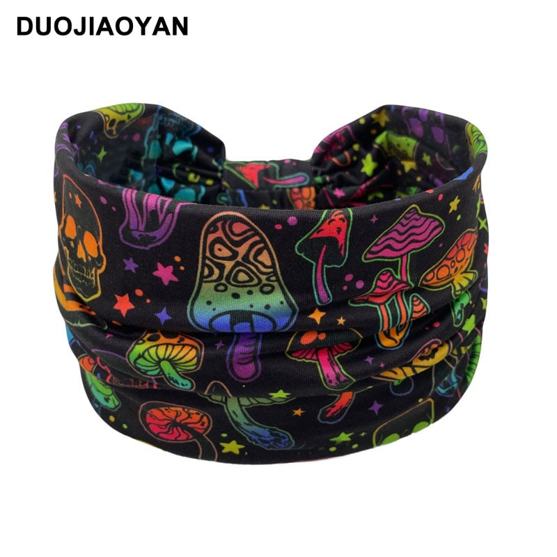 Wholesale Halloween Printed Headbands Ghost Pumpkin Wide Brim Cloth Headbands 10PCS