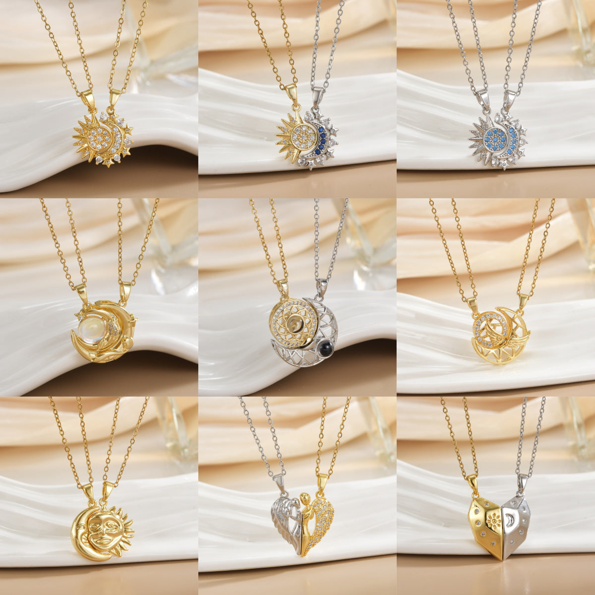 Wholesale Magnetic Sun Moon Titanium Steel Necklace