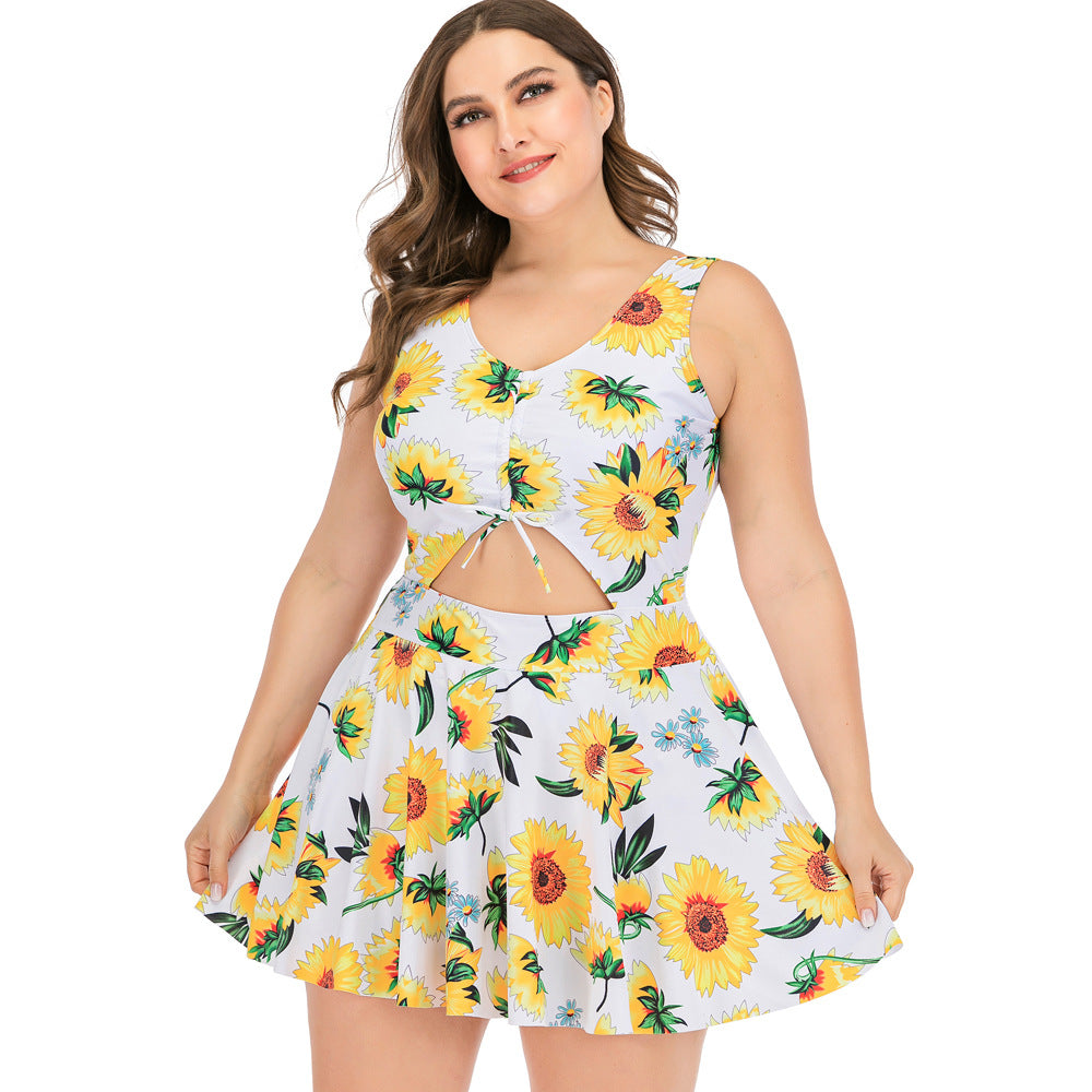 Wholesale Large Size Bamboo Printed Polyester One Piece Swimwear