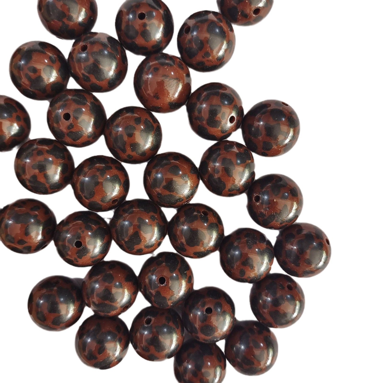 Wholesale 5pcs 20MM Acrylic Coffee Leopard Print Beads