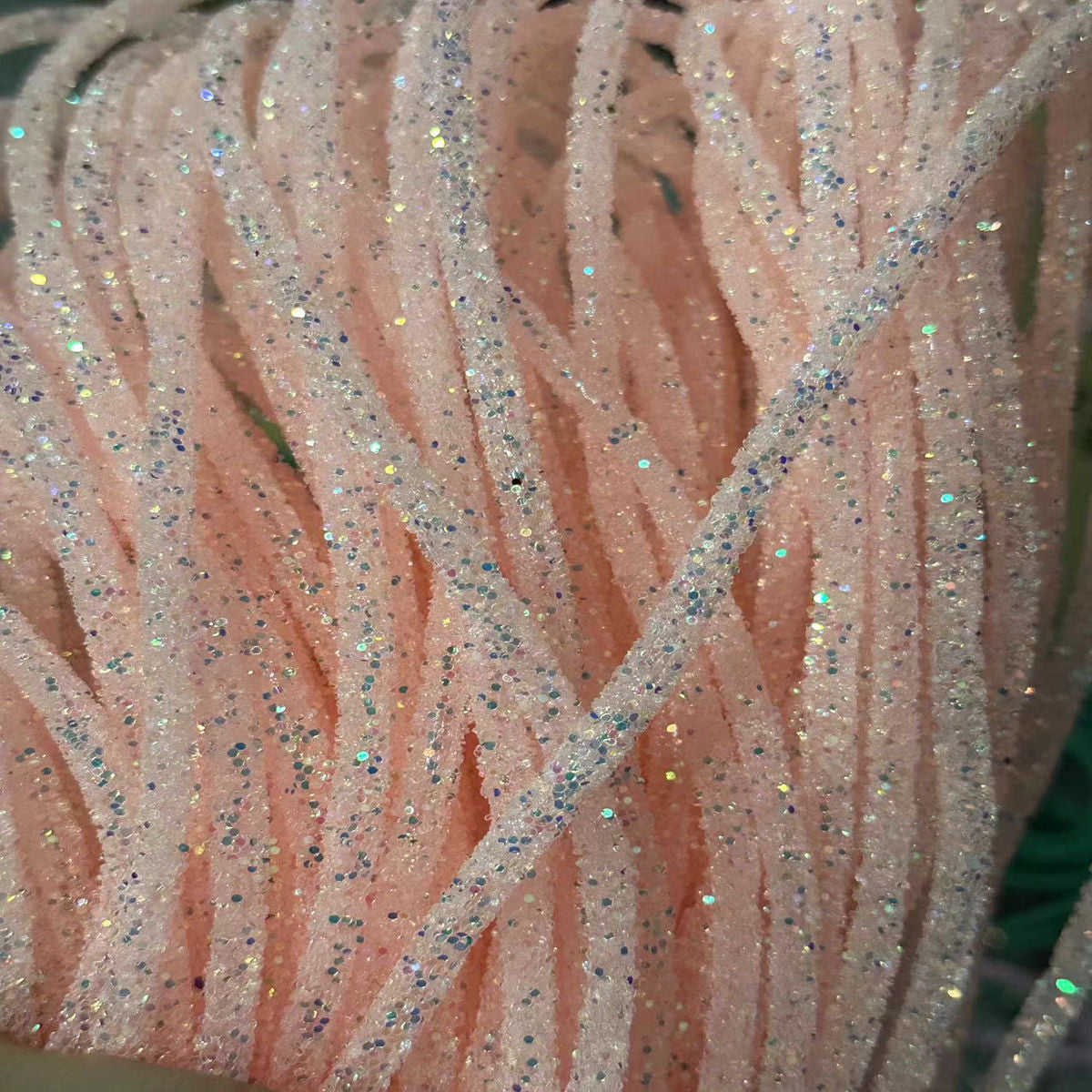 Wholesale  Diy seven-color sequin drill pipe glitter powder rope with rubber hose rainbow shoes and hats drill decorative rope jewelry