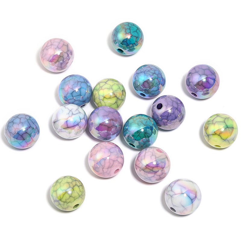 Wholesale 50pcs Acrylic UV-plated imitation marble crack beads