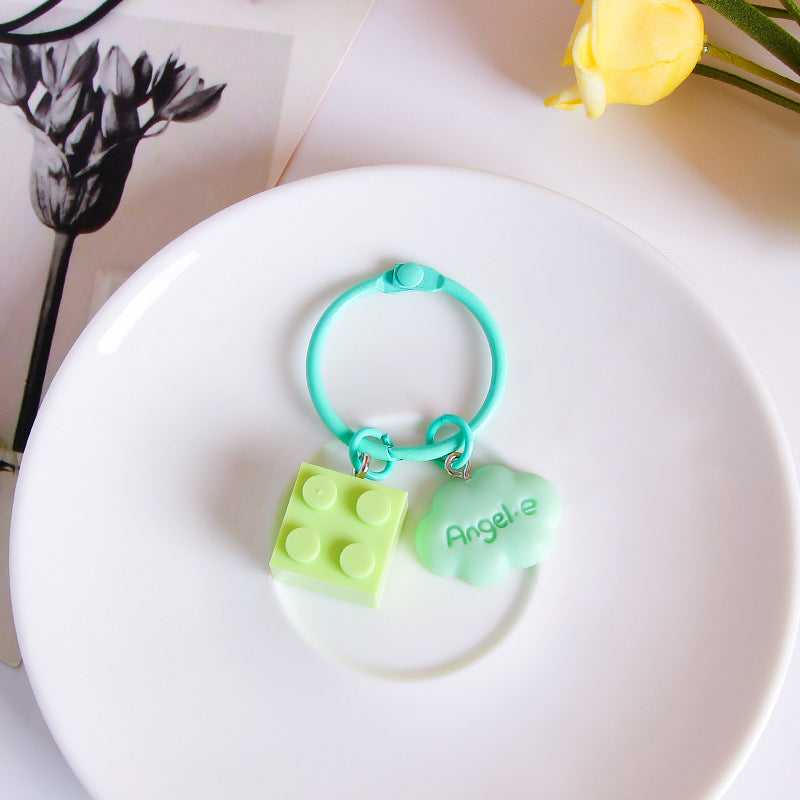 Wholesale Plastic Building Block Cloud Keychain