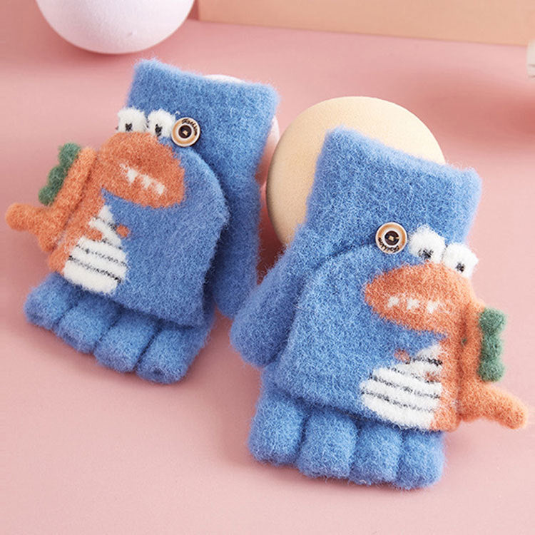 Wholesale Winter Cartoon Cute Little Dinosaur Cashmere Children's Gloves