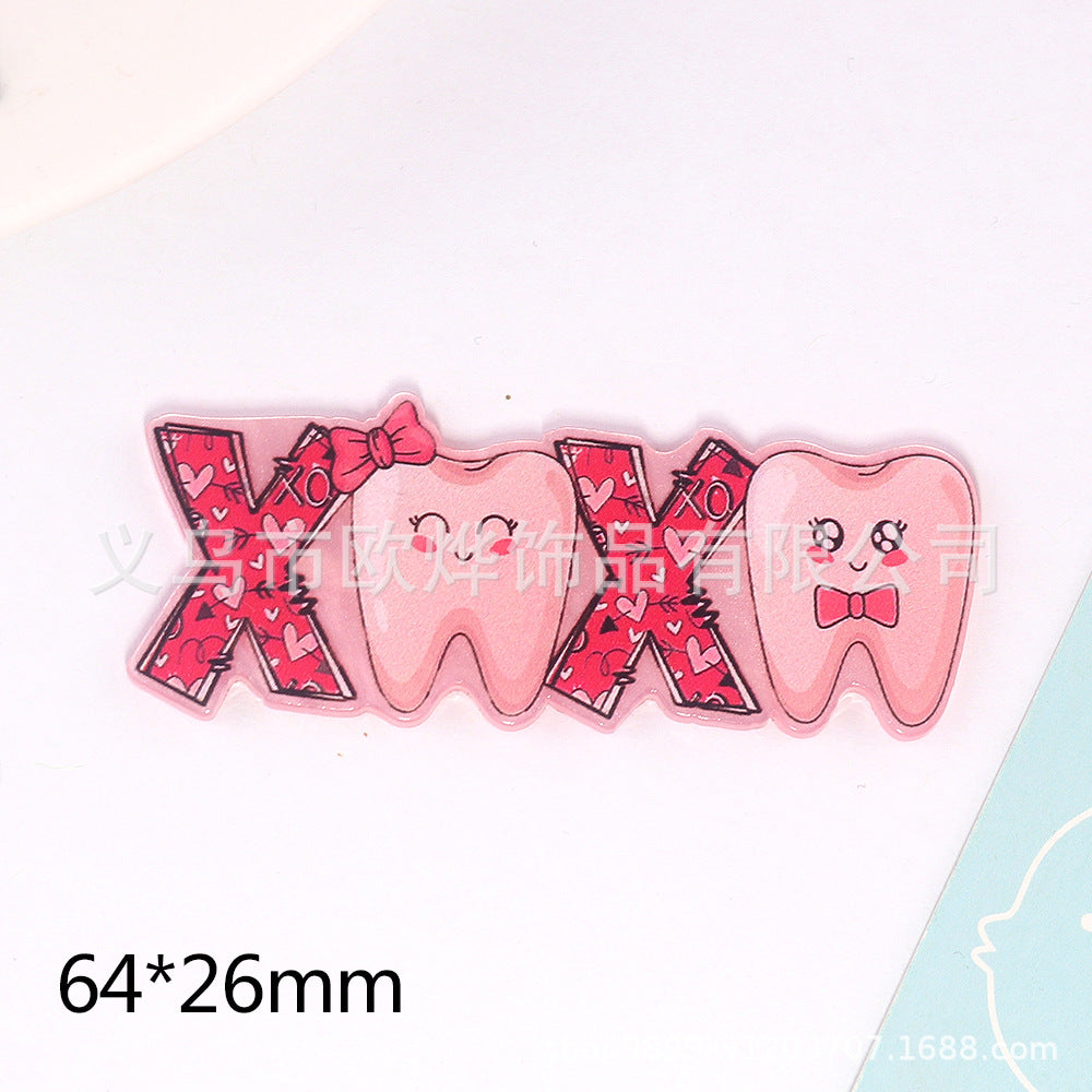 Wholesale New loose powder cartoon letters cute jewelry acrylic pin DIY patch accessories
