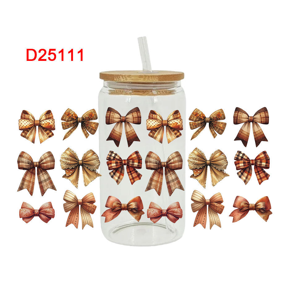 Wholesale Cute Cartoon Bow 16oz Cup UV DTF Wraps
