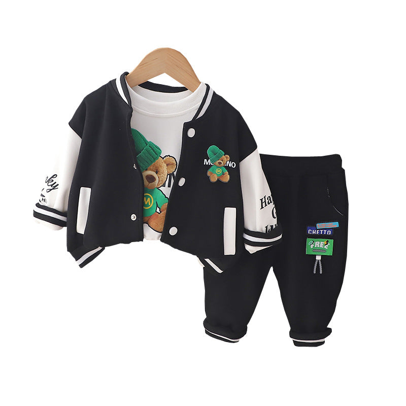 Wholesale of Spring and Autumn Children's Cotton Handsome Hoodies and Sportswear Sets