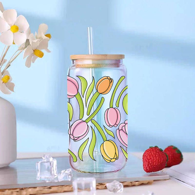 Wholesale Colorful Flowers Teacher's Day 16oz Cup UV DTF Wraps