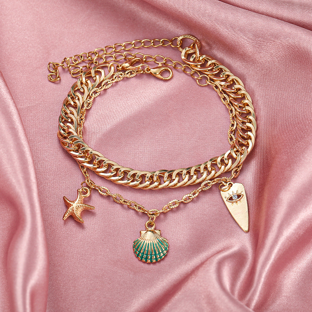Wholesale Alloy Starfish Shell Pendant Bracelet