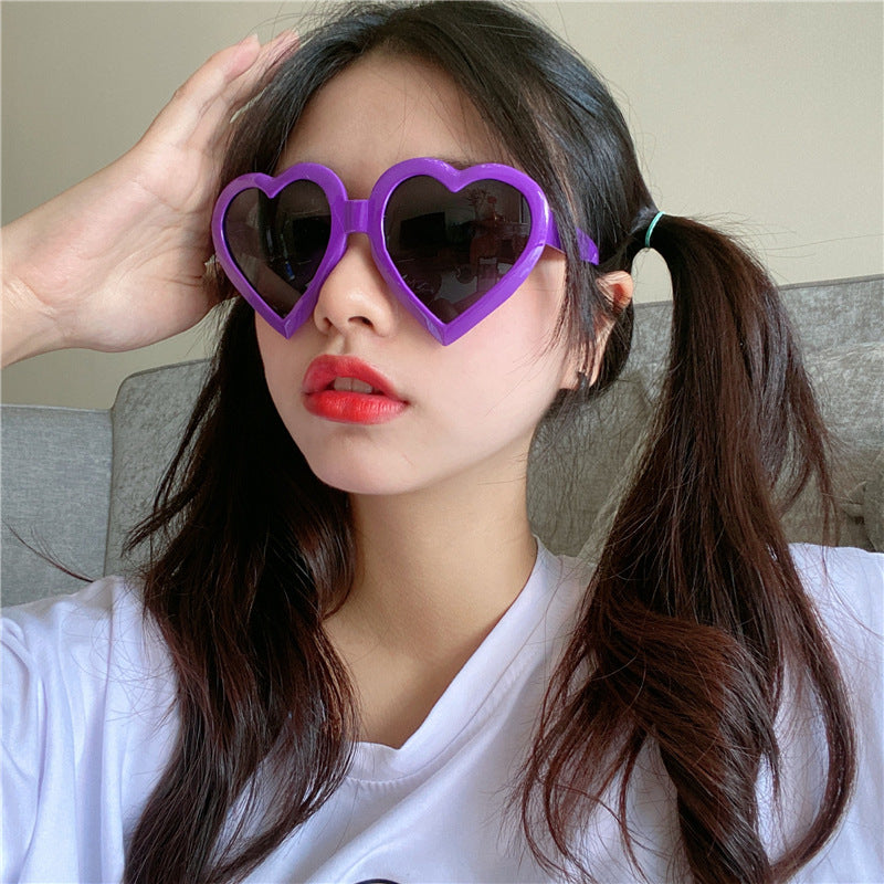 Wholesale Harajuku Love Beach Resort with Large Frame Peach Heart Beach Glasses