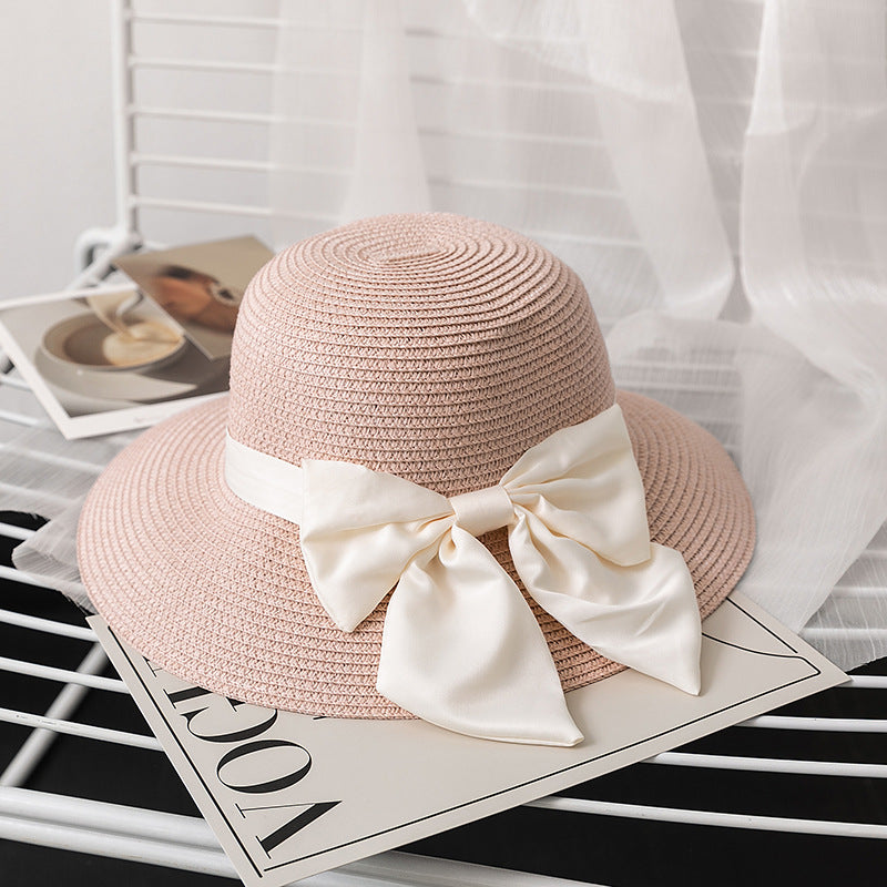 Wholesale Bow Scarf Straw Hat Sunshade Fisherman's Hat
