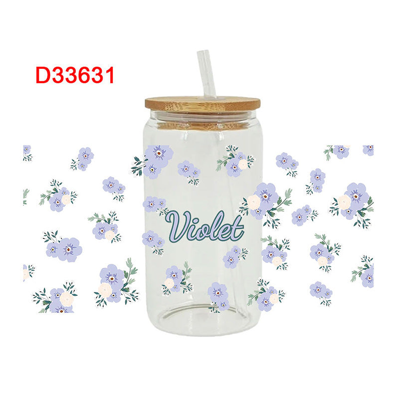 Wholesale Purple and black Pattern 16oz Cup UV DTF Wraps