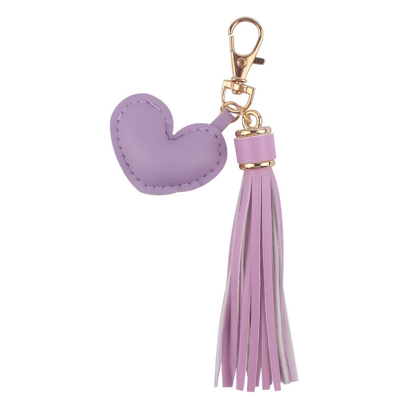 Llavero de borla de cuero de corazón al por mayor