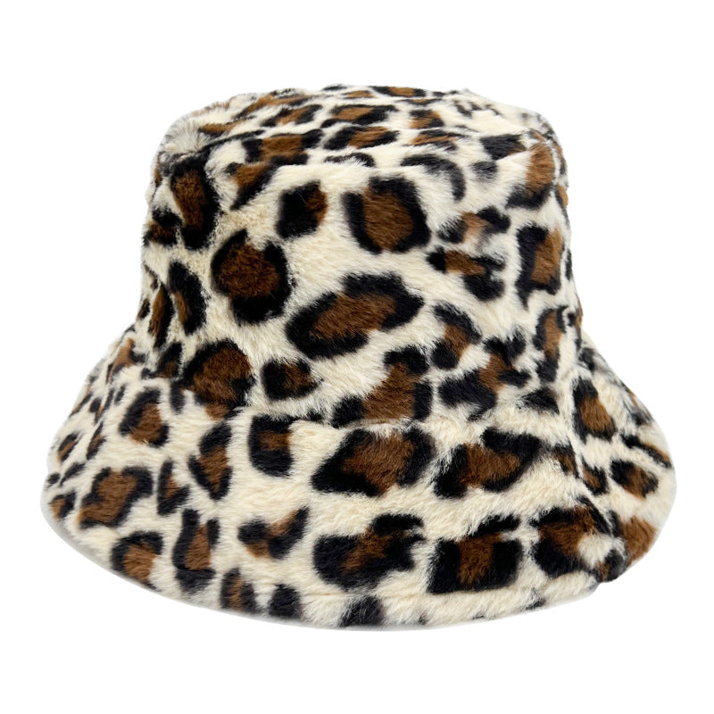 Wholesale Lamb Hair Leopard Pattern Fisherman's Hat