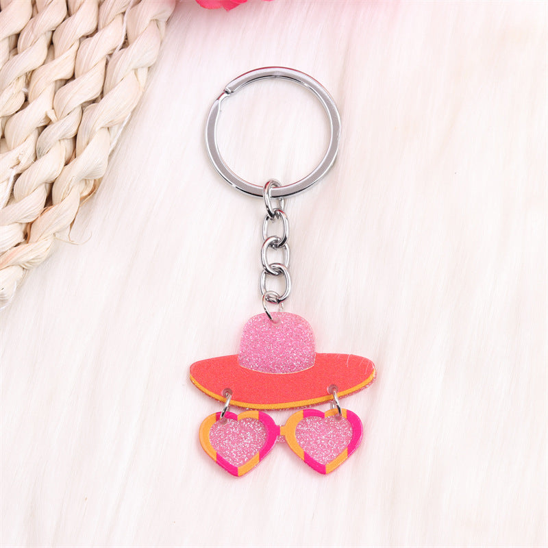 Wholesale Valentine's Day Dwarf Horseshoe Sweater Hat Acrylic Keychain