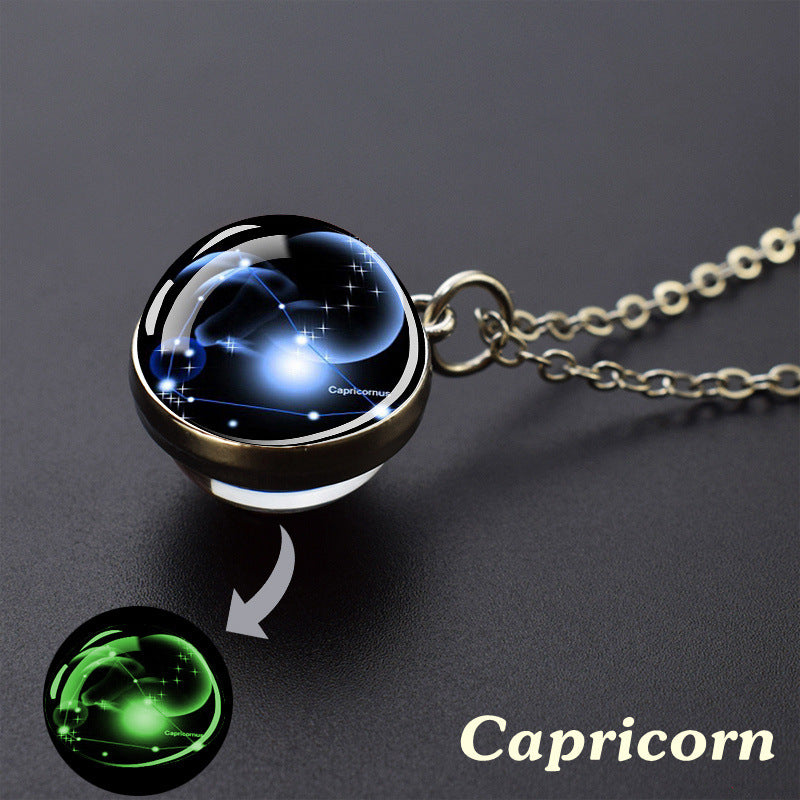 Wholesale Luminous Zodiac Starry Sky Glass Ball Necklace