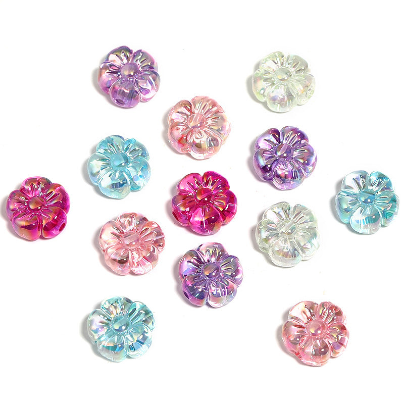 Wholesale 100pcs High Transparency Acrylic Five-petal Flower UV Plated Flower Diy Loose Beads