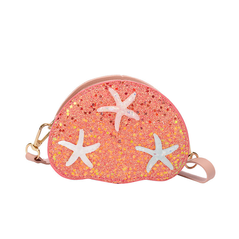 Wholesale Children's Shell Glittering Diagonal PU Cross Bag