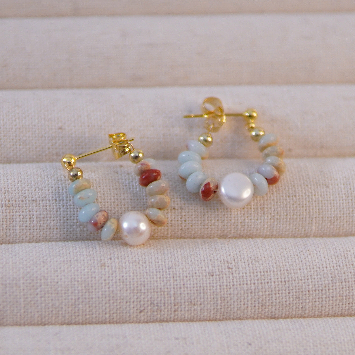 Wholesale Shoushan stone freshwater pearl earrings