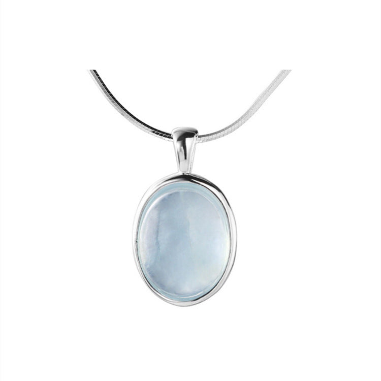 Wholesale Aquamarine egg-shaped crystal necklace