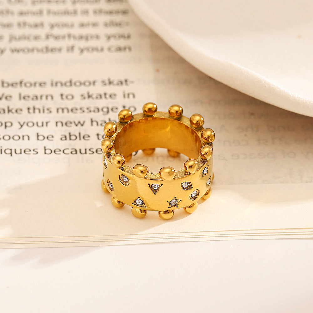 Wholesale Stainless steel ring crown star white zircon