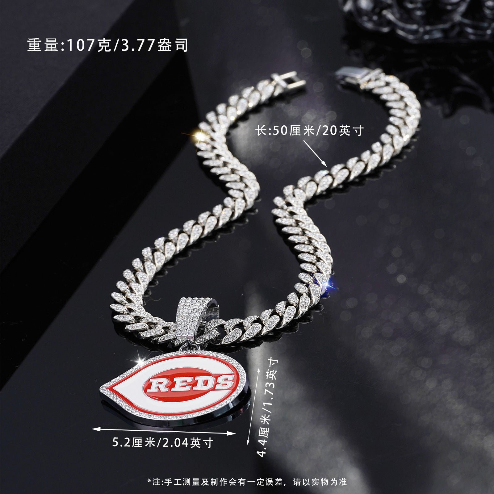 Wholesale Red and white oil dripping diamond hip hop Cuban necklace