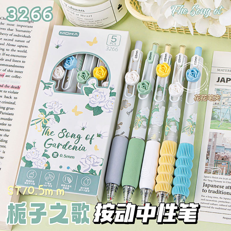 Wholesale Colorful flowers press neutral Plastic Pen