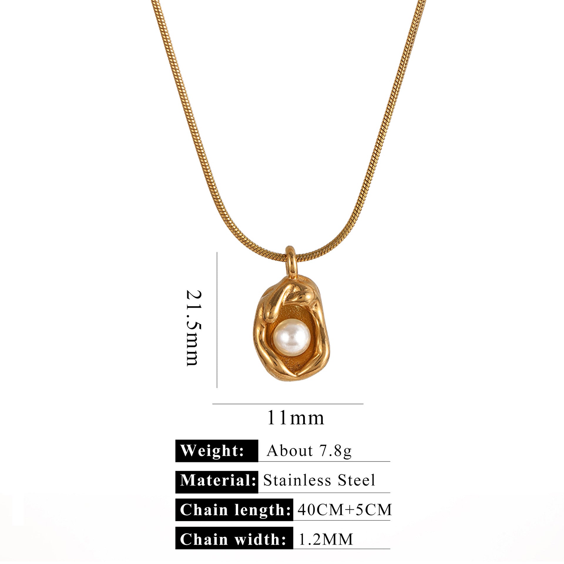 Wholesale Pearl Casting Love Pendant stainless steel necklace