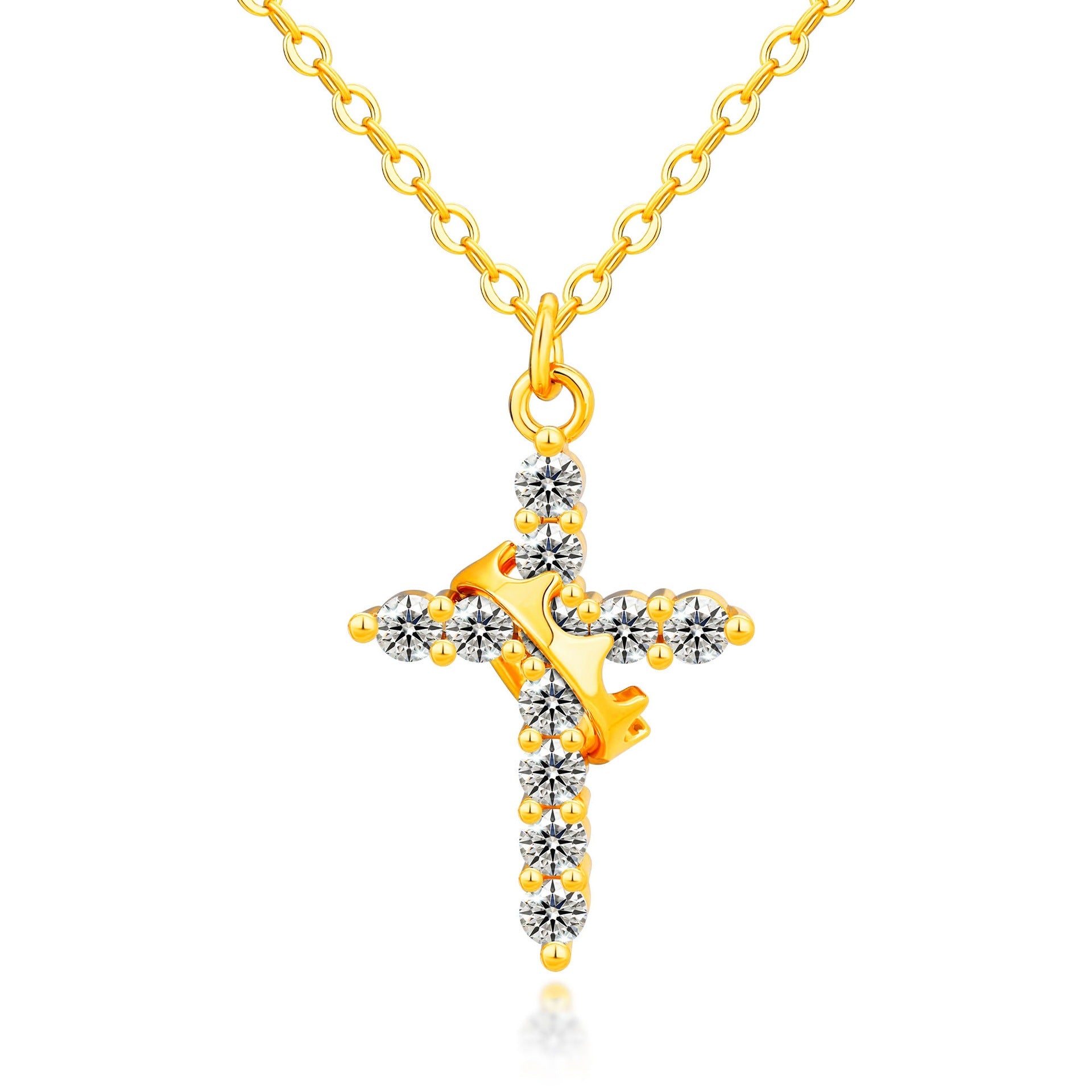 Wholesale Crown Cross Necklace Zircon Necklace