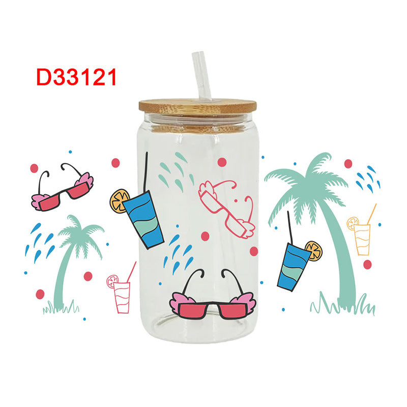 Wholesale  Summer Beach Ice Cream  16oz Cup UV DTF Wraps