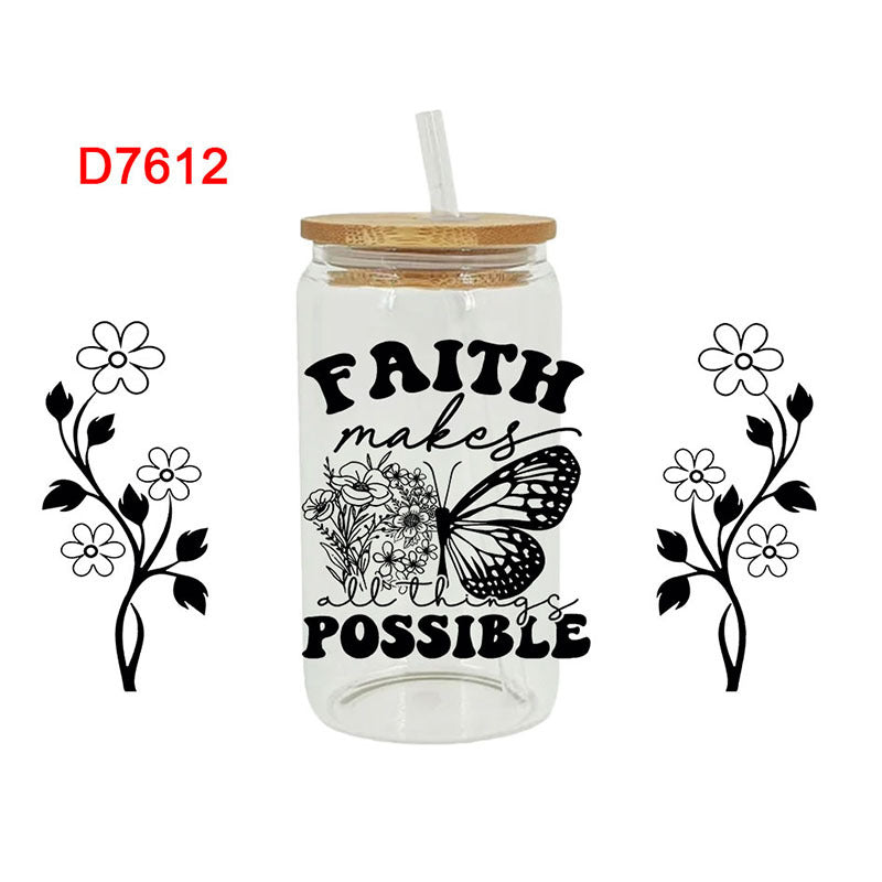 Wholesale Flower Butterfly Cactus 16oz Cup UV DTF Wraps