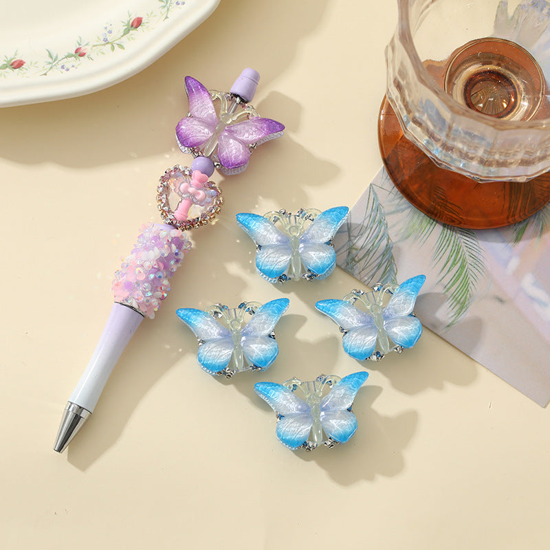 Wholesale 10pcs Gradual Acrylic Butterfly Beaded Jewelry Accessories DIY Beads
