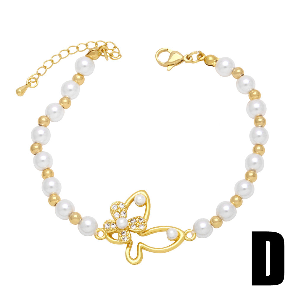 Wholesale Copper Butterfly Pearl Bracelet